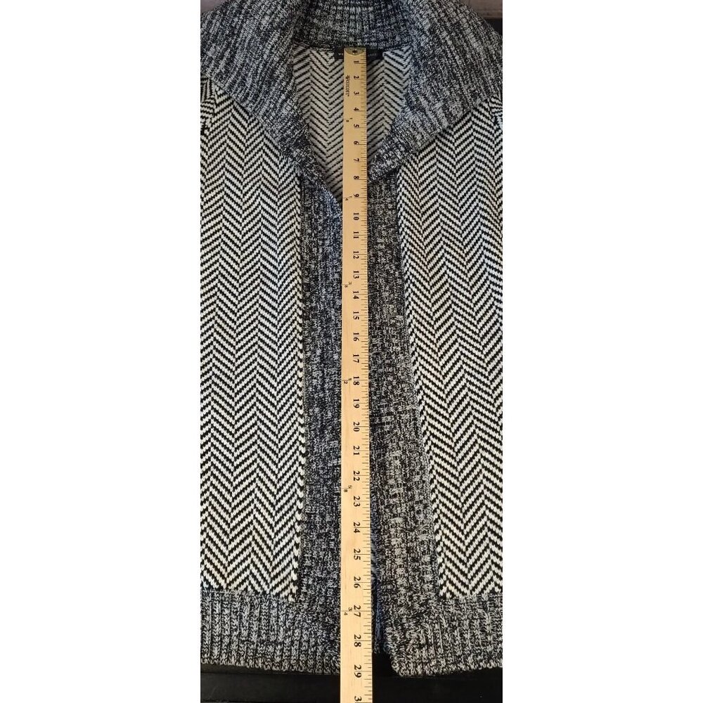 White House Black Market Sweater Coat Chevron Print Mid-Length Cardigan Women S - Picture 8 of 13